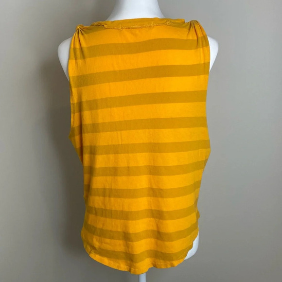 Free People We The Free Striped Tank Top Twist Shoulder Cut Out Yellow Gold Sz M - Picture 8 of 13